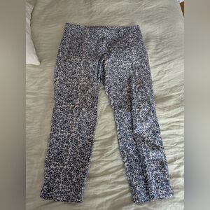 LOFT Marisa Paisley Patterned Pants Cropped Ankle Blue and White